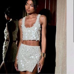 Meshki Cream Sequin Skirt